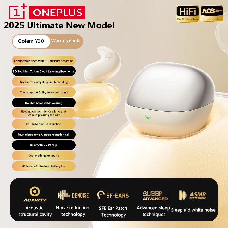  Oneplus Sleep Headphones Wireless Bluetooth Earphones Semi-in-ear Mini High-quality Sound Long Battery Life Office Travel