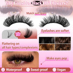 60/402PCS 100D Eyelash Set with Lower Eyelashes Thick & Comfortable for Daily Wear Party Wedding Night Makeup Lash Extensions
