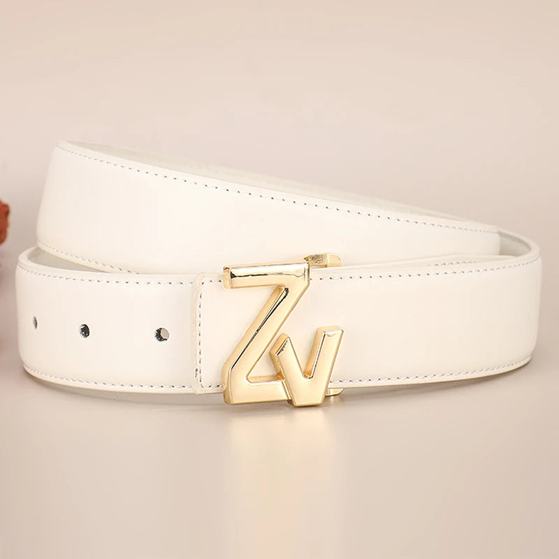 Thin 3.4cm Famous Brand Belt women Top Quality Genuine Luxury Leather Belts for women Strap Metal Belt Fashion Women's jean belt