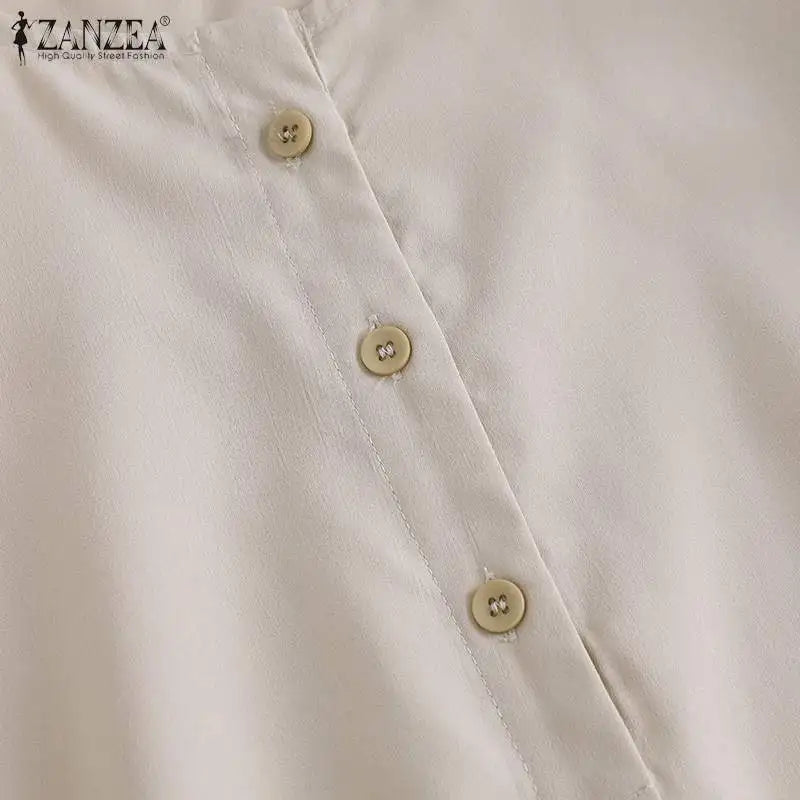 ZANZEA Fashion Autumn Long Sleeve Blouse Women Baggy Shirt Elegant Solid OL Work Tops Causal Loose Holiday Work Blusas Mujer