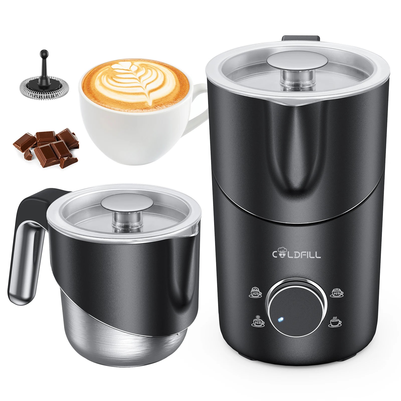 Milk Frother and Steamer, 8-in-1 Electric Frother for Coffee, 400ml Large Capacity Detachable Milk Steamer Dishwasher Safe Main image