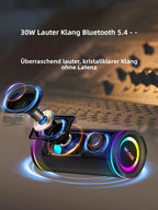 MLOVE E80 Portable Bluetooth Speaker – Powerful Dual Sound, Colorful RGB Lighting, Fully Waterproof (IPX7), TWS Enabled