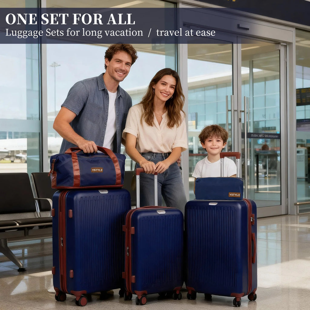 Premium Thickened 5-Piece Luggage Set, 20/24/28 Inch Trolley Suitcase Equipped with 360° Swivel Wheels & Safety Lock, Sturdy Multi-size Case for Business & Daily Travel
