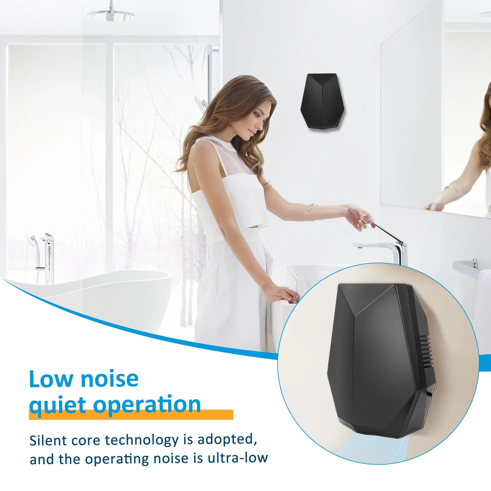 Wall Mounted Automatic Hand Dryer Sensor US Plug High Power Motor Compact  Dryer Sensor Quiet Dryer for Kitchen Bedroom Hotel