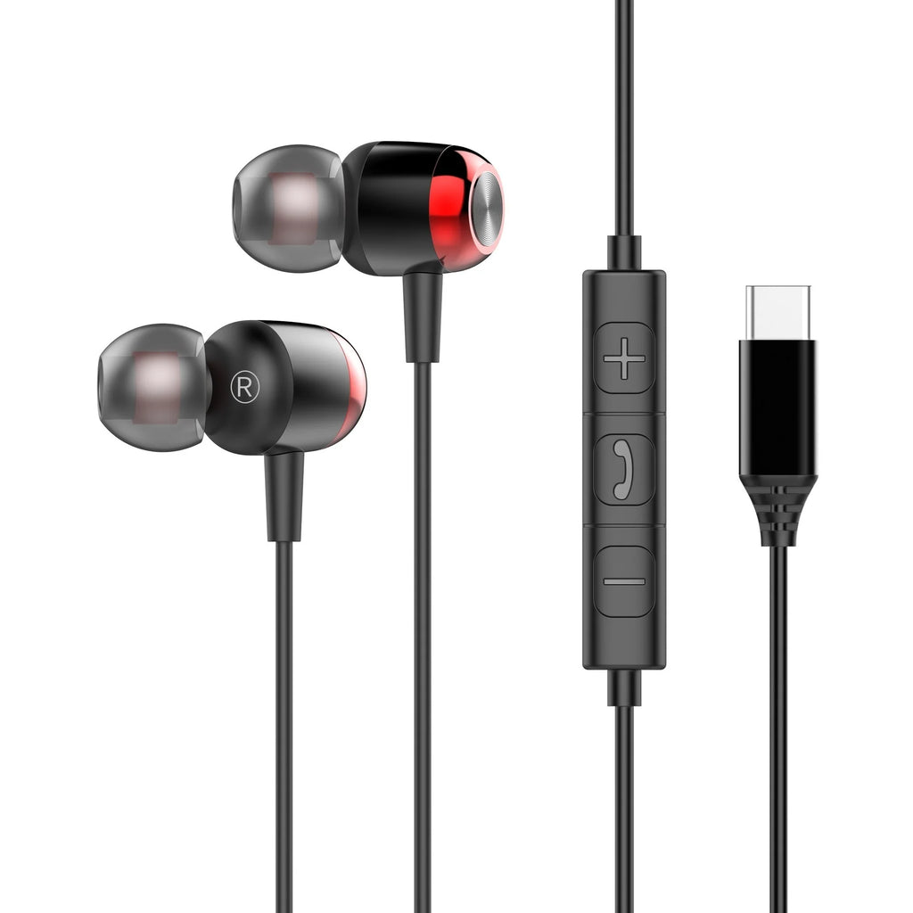 EARDECO TypeC/3.5mm Wired Headphones with Mic Volume Control Music Headset with Bass Phone Earphones for Samsung Huawei Xiaomi