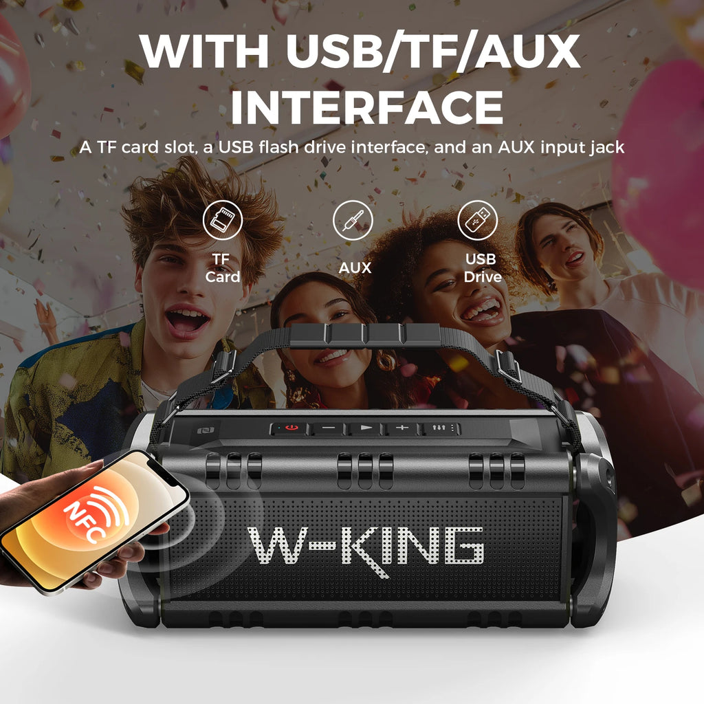 W-KING D8 Bluetooth Speaker, 50W RMS IPX6 Waterproof Loud Speakers Bluetooth Wireless, Large Outdoor Portable Speaker