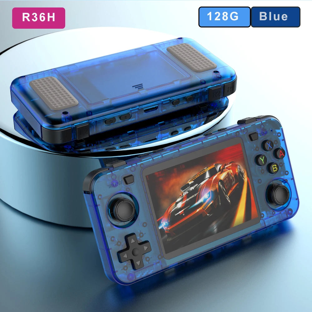 BOYHOM Green R36H Retro Video Game Console 3.5‘’ IPS Screen RK3326 3000 mAh Open Linux System Portable Player 64GB 128GB