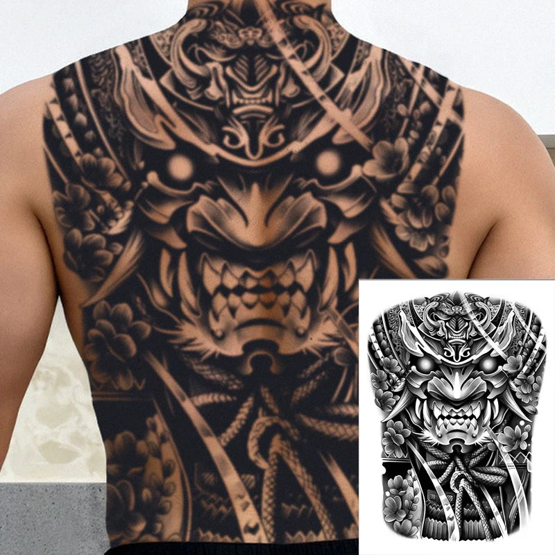 Magic Juice Ink Waterproof Tattoo Stickers Full Back Large Size Herbal Juice Temporary Tattoos Men Body Art Dragon Tiger