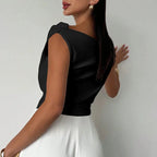 Sexy Short Sleeve Shirt Women Off Shoulder Patchwork Color Basic Tops Woman Summer Blouses Female Elegant Shirt