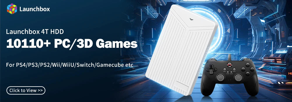 Launchbox 500GB Game Hard Drive Portable Gaming HDD with 3700+PC/3D Games for PS4/PS3/PS2/Wii/WiiU/Switch Game Console for PC