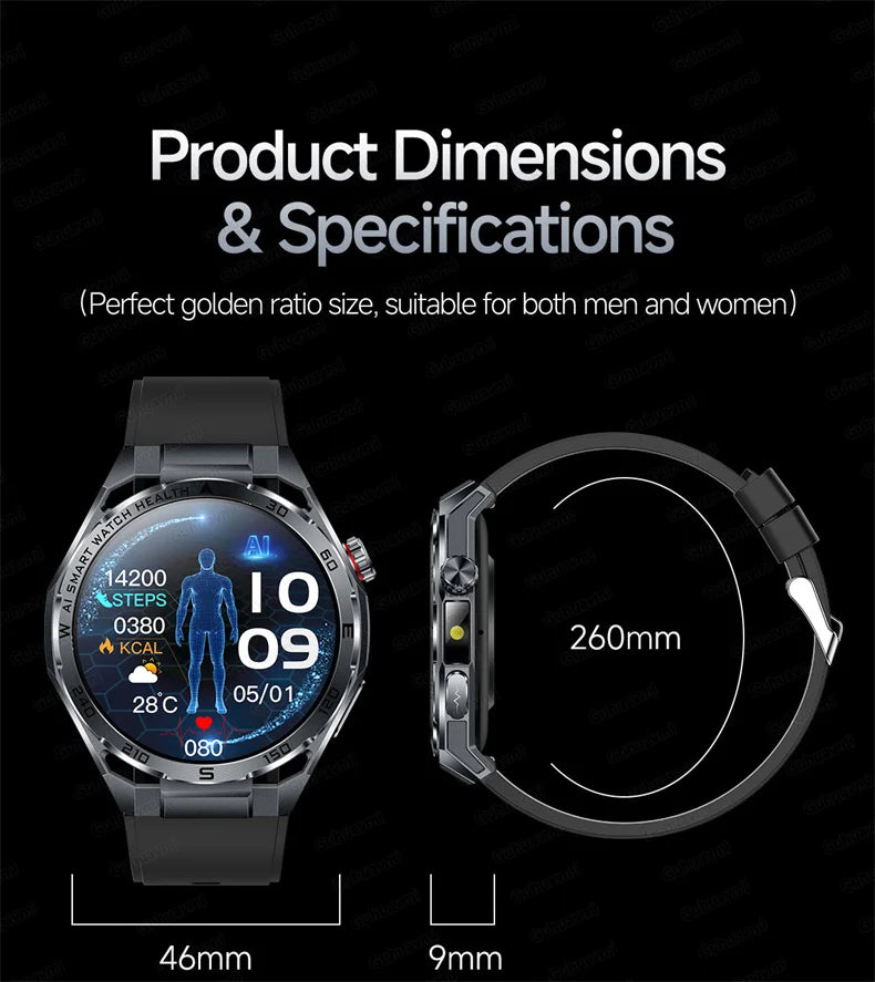 ECG High-end Health Smart Watch Men Blood pressure lipids bloodoxygen Body analysis Uric acid Health Tracker Smartwatch Men lady