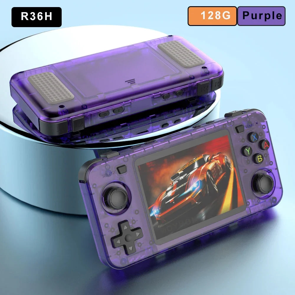 BOYHOM Green R36H Retro Video Game Console 3.5‘’ IPS Screen RK3326 3000 mAh Open Linux System Portable Player 64GB 128GB