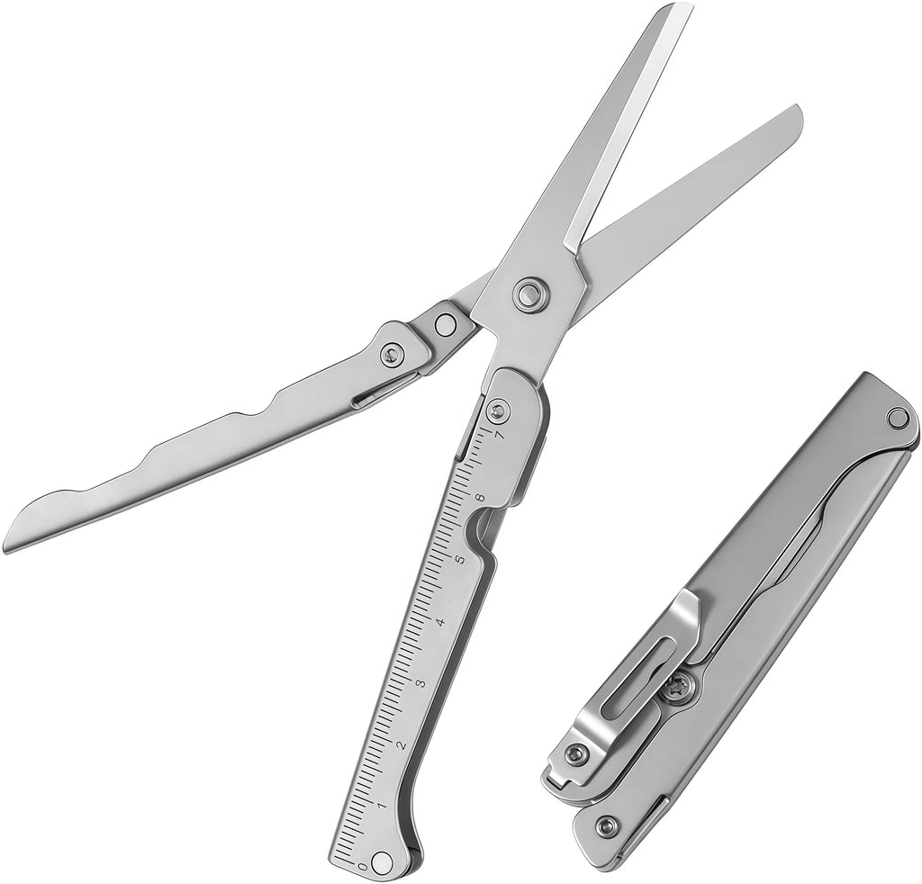 Portable Folding Stainless Steel Scissors, Multifunctional Outdoor Tool for Camping, Hunting and Fishing Survival Gear