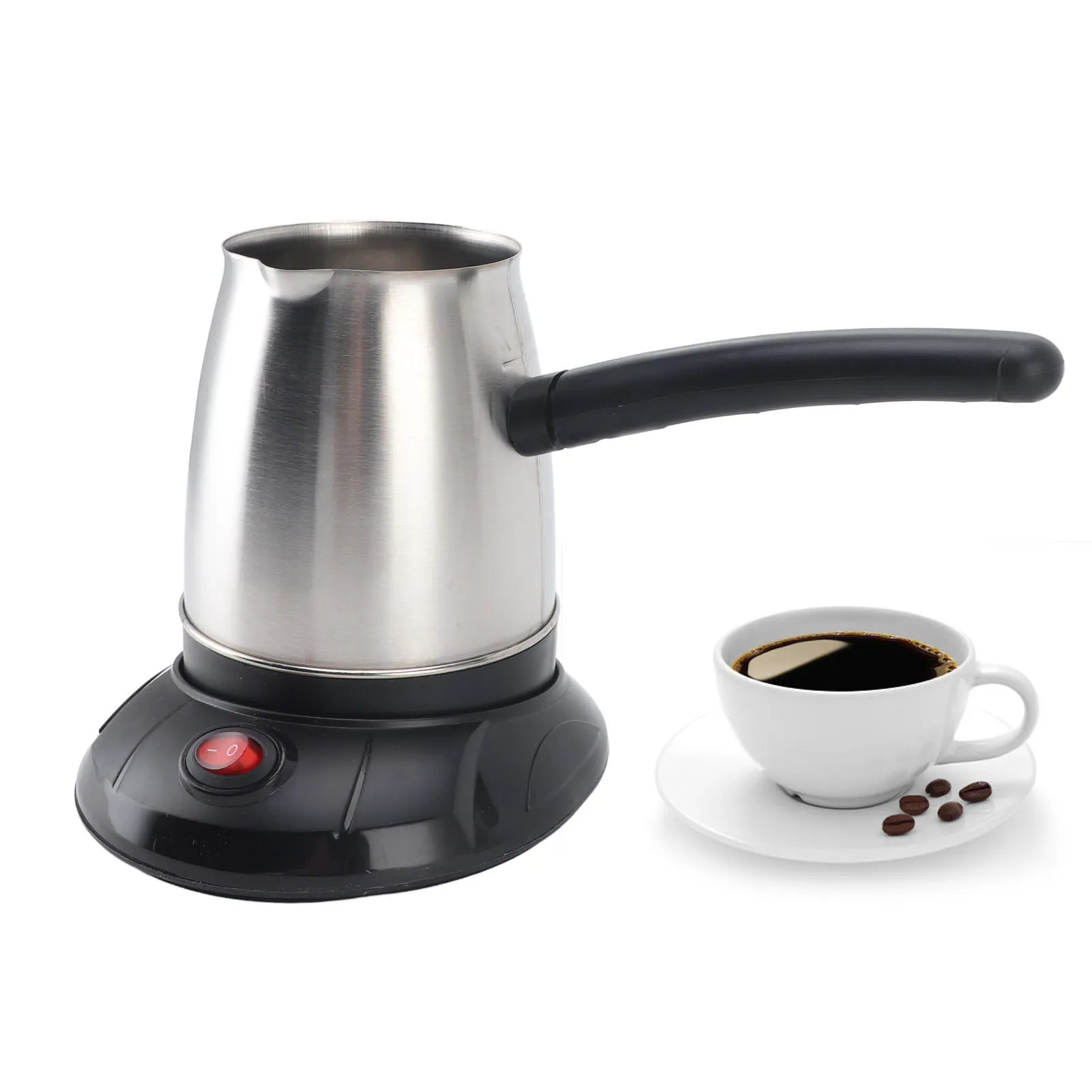 500ml Stainless Steel Electric Turkish Coffee Maker Pot with Long Removable Handle for Tea And Milk