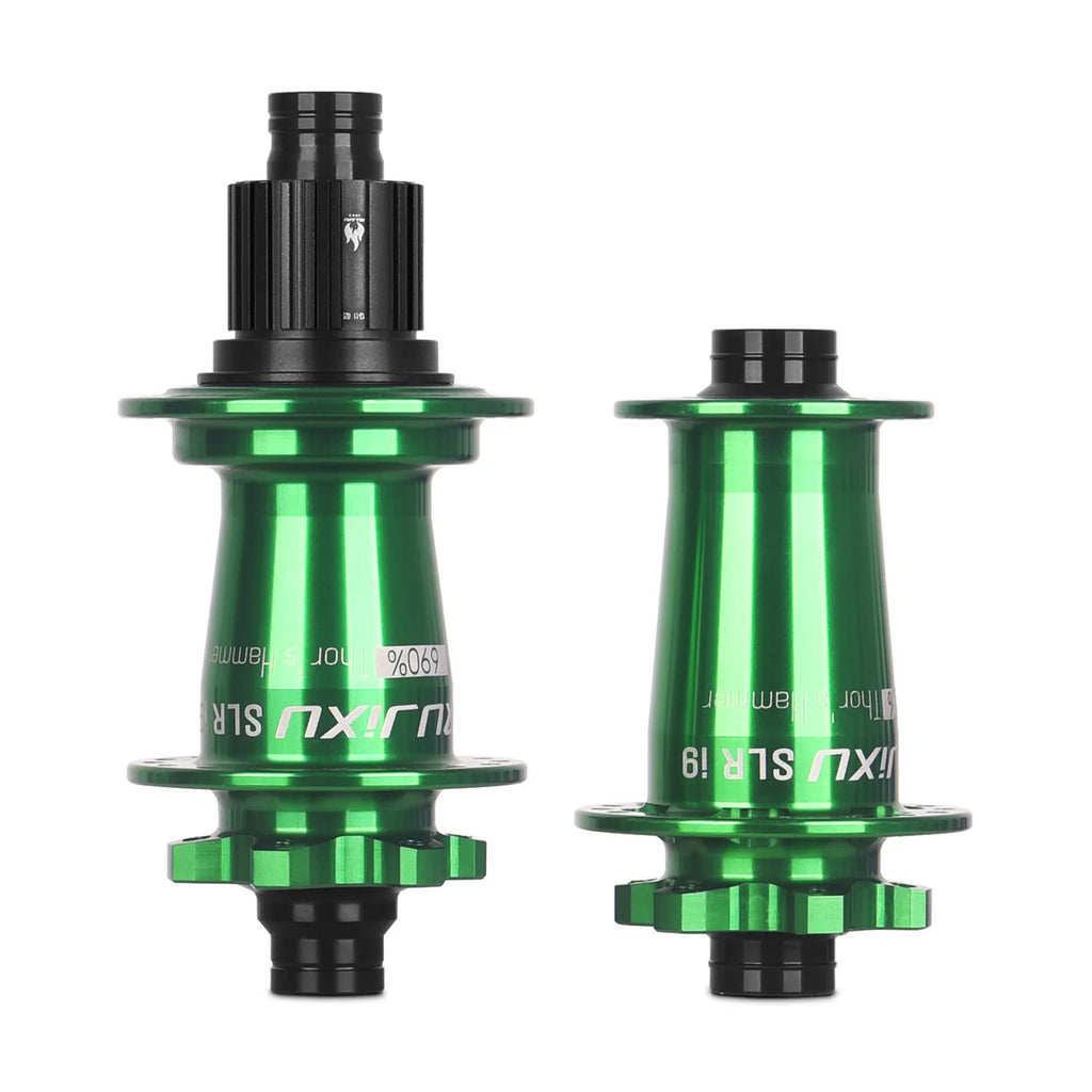 green RUJIXU SLR I9 690 Click Hub 7 Bearing MTB Mountain Bike Hub Front Rear 32Holes QR TA BOOST Disc Brake Bicycle MS/XD Hubs