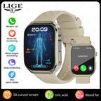 LIGE 2026 New AI Healthy Diagnose Smart Watch Blood Lipid Uric Acid Bluetooth Call Blood Pressure Health Smartwatch Men Women
