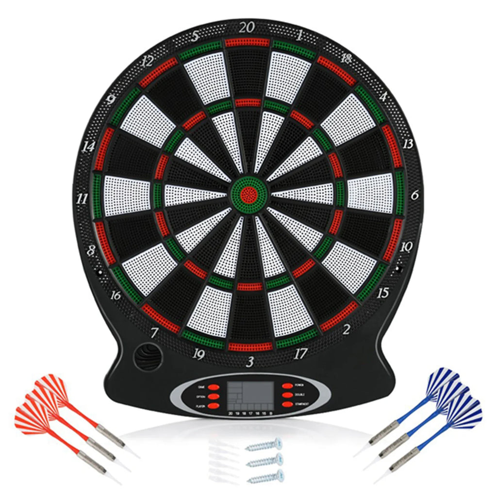 Professional Electronic Hanging Dartboard with LCD Scoring Indicator, 6 Darts Included, Home Bar Party Game Set