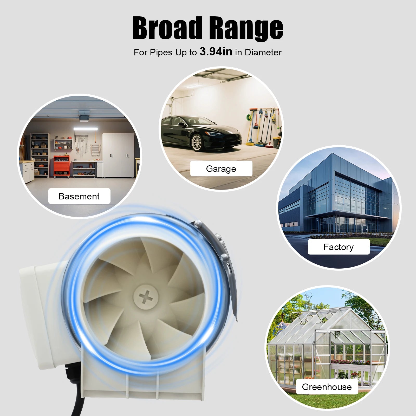 220V Duct Fan, Silent Inline Ventilation Exhaust Fan Air Ventilator for Kitchen/Bathroom/Bath, 2600rpm