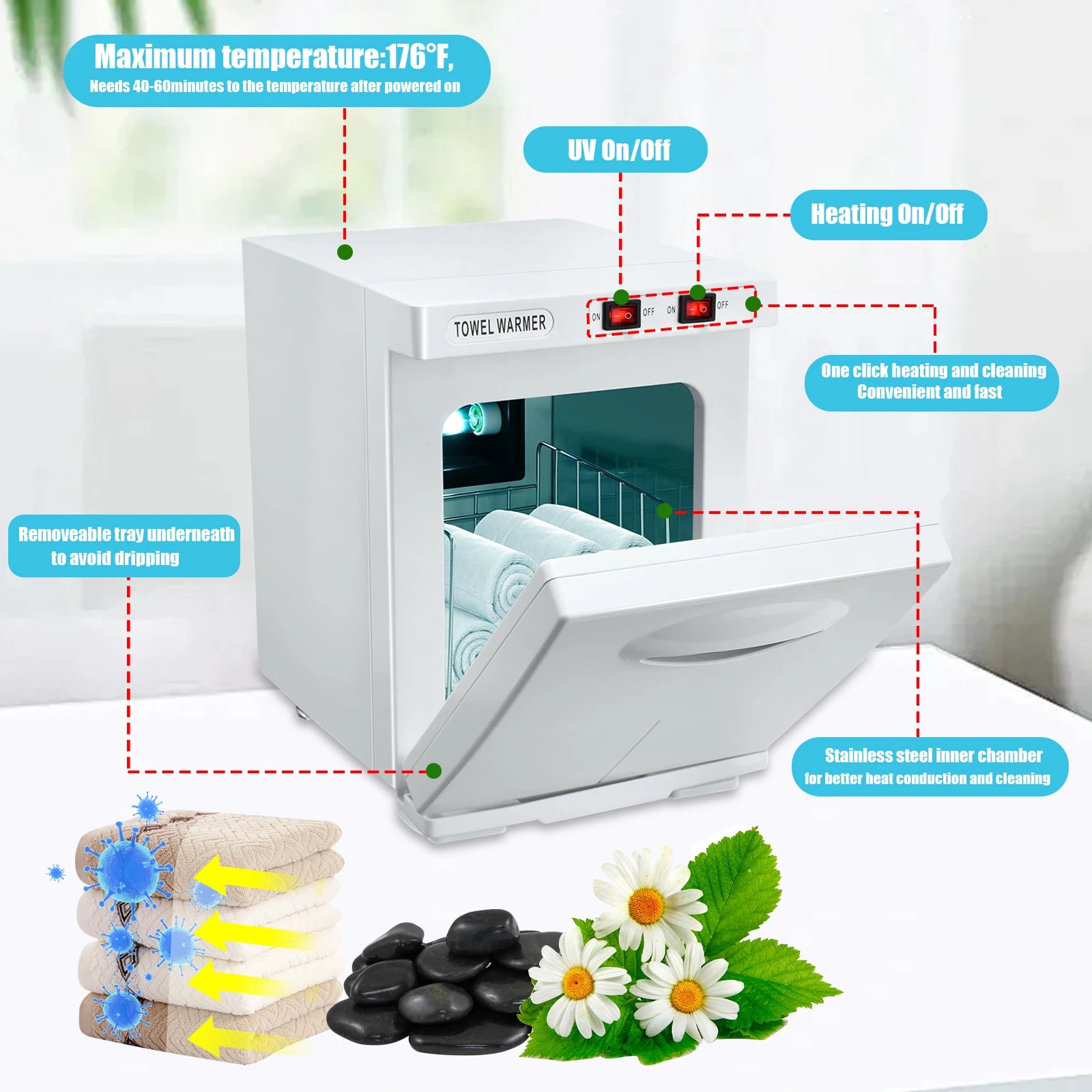 150W UV Ozone Heated Towel Sterilizer Cabinet  5L Fast Warm-Up for Spa Nail Salon 3-in-1 Disinfection with Heat & UV & Ozone Secondary image
