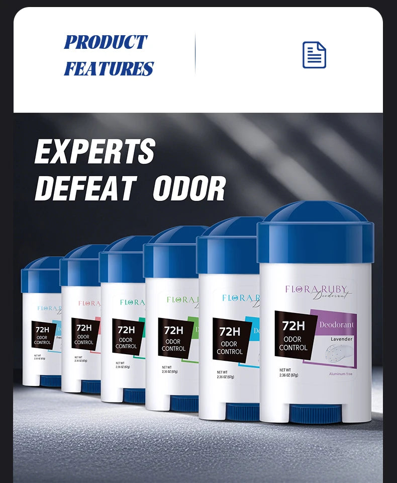 72-Hour Long-Lasting Deodorant Men，Aluminum-Free Fresh Scent，Pure Sport for Gym & Workout，Underarm Odor Body Remove，No Stains