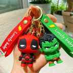 Marvel cartoon Avengers cute silicone doll keychain Spiderman Iron Man Captain America Hulk Thor Batman school bag pendant
