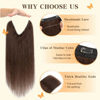 TESS Wire Hair Extensions Invisible Straight Wire Remy Human Hair Extensions with Transparent Line Clip In Hair Weft For Women