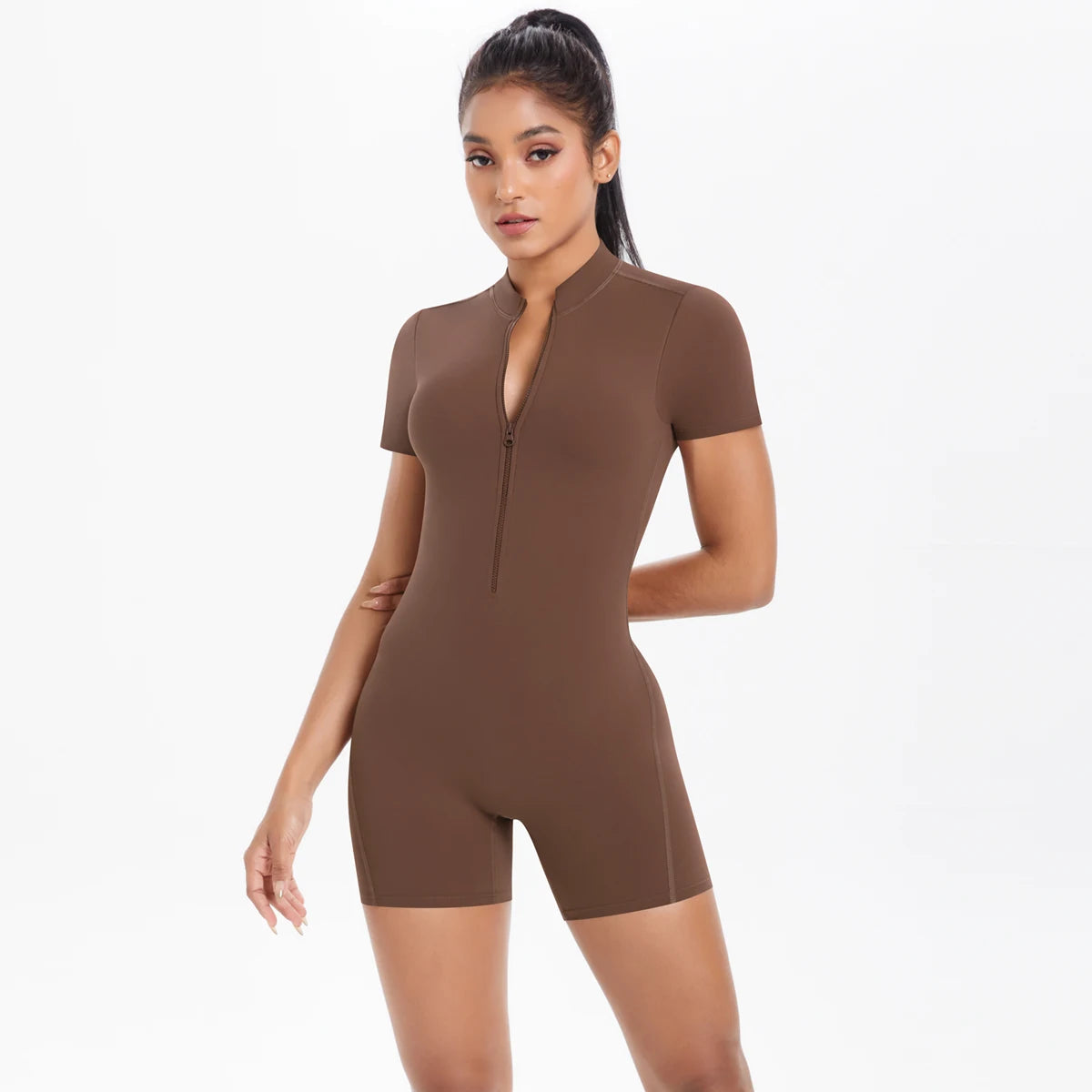 Zipper Gym Jumpsuit Short Women Yoga Sets Sports Outfits Female Yoga Overalls Workout Clothes Fitness Suit Woman's Tracksuit Secondary image