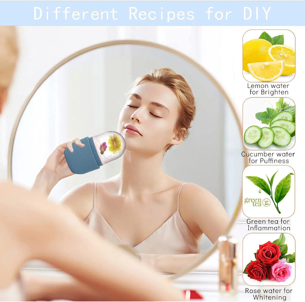 Silicone Ice Face Roller Contour and Shrink Pores,Remove Dark Circles,Massage Skin Beauty Facial Roller for Eyes,Neck,Care Tool