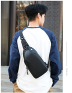Men Bag Fashion New Solid Color Men Chest Bag Outdoor Casual Fashion One Shoulder Crossbody Bag Nylon USB Charging Shoulder Bags