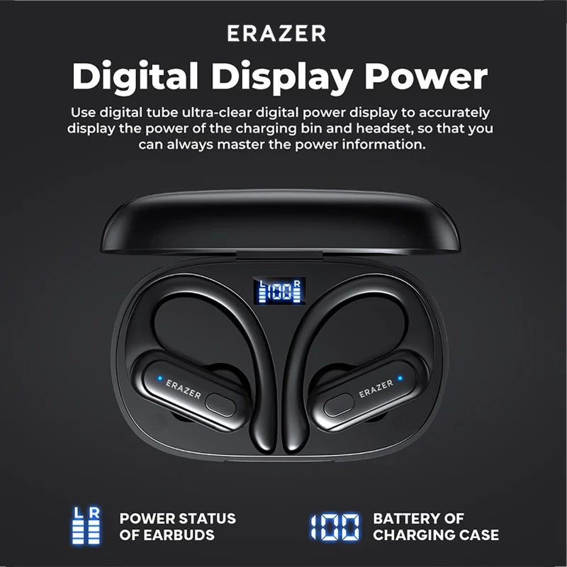ERAZER XT60PRO Sports Wireless Headphones Bluetooth Earphones Earbuds Noise Reduction Headset with Mic Earhook