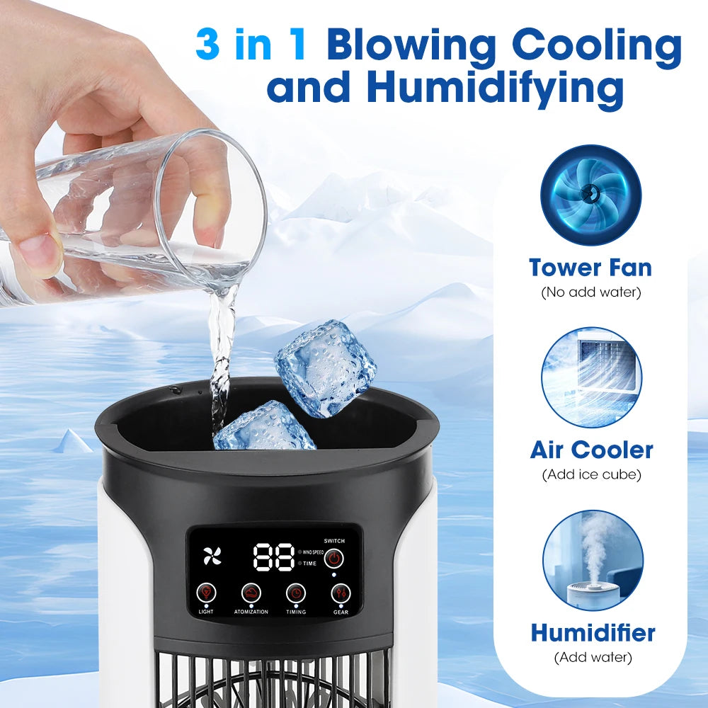 Desktop Air Conditioning Fan 300ML Water/Ice Cooling Fan 6 Speeds Small Air Conditioner Humidifier Cooler Fan With Ambient Light Main image