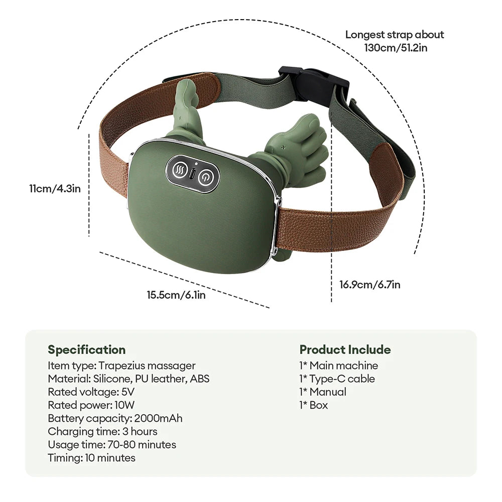 4D Bionic Finger Neck Shoulder Massager Wireless Neck Cervical Trapezius Kneading Massage Shawl Brushless Motor Neck masajeador