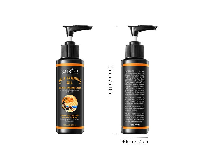 100ml Tanning Spray: Lightweight Texture, Moisturizing, Beautiful Black Tone, Creates a More Wild and Confident Look. Large Capacity, Beautiful Tan Finish, Streak-Free, Quick-Drying, No Tanning Effect.