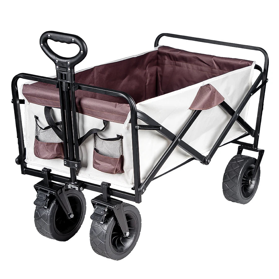 Large Weight Capacity Heavy Duty Wagon Cart Folding Wagon for Outdoor Garden Beach wagon Camping Equipment with Cup Holders