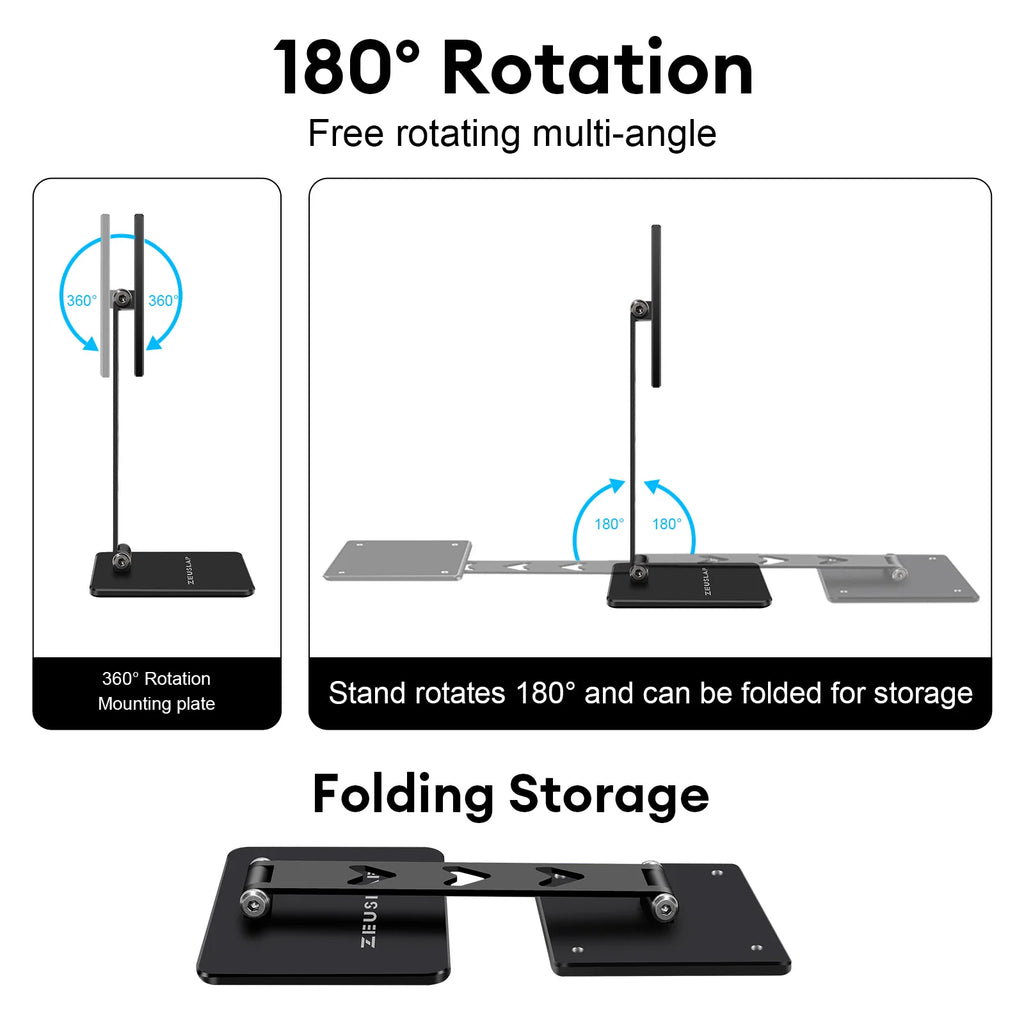 ZEUSLAP Rotating Portable Monitor Desk Metal Stand Holder For VESA Mount monitor