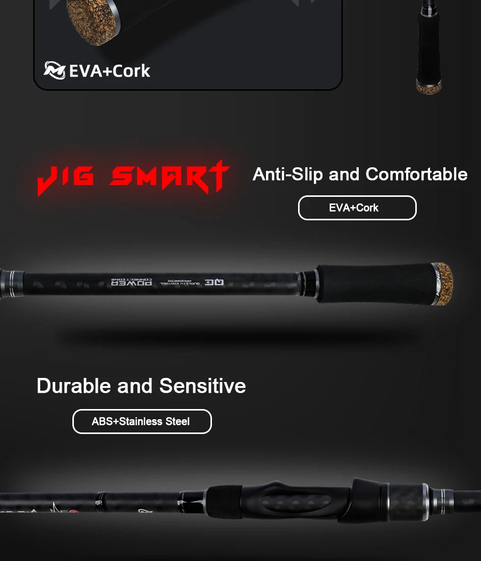 MIFINE JIG SMART SPIN Spinning Rod, Bass Fishing Rods, Lure Weight 4-18g/10-38g Saltwater Freshwater 2.29M