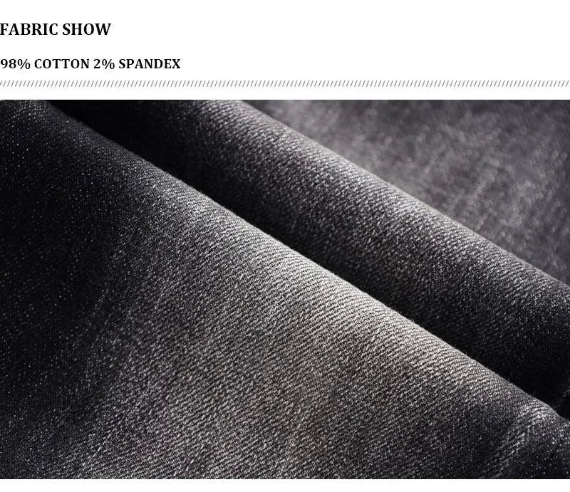 Street Fashion Men's Tight Black Grey Jeans Retro Elastic Slimming Split Style Jeans Men's Retro Designer Brand Jeans Hombre