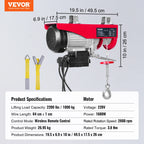SucceBuy 1320-2200 lbs Wireless Electric Hoist with 40ft Single Cable Lifting Height Steel Wire Winch Garage Warehouse Factory