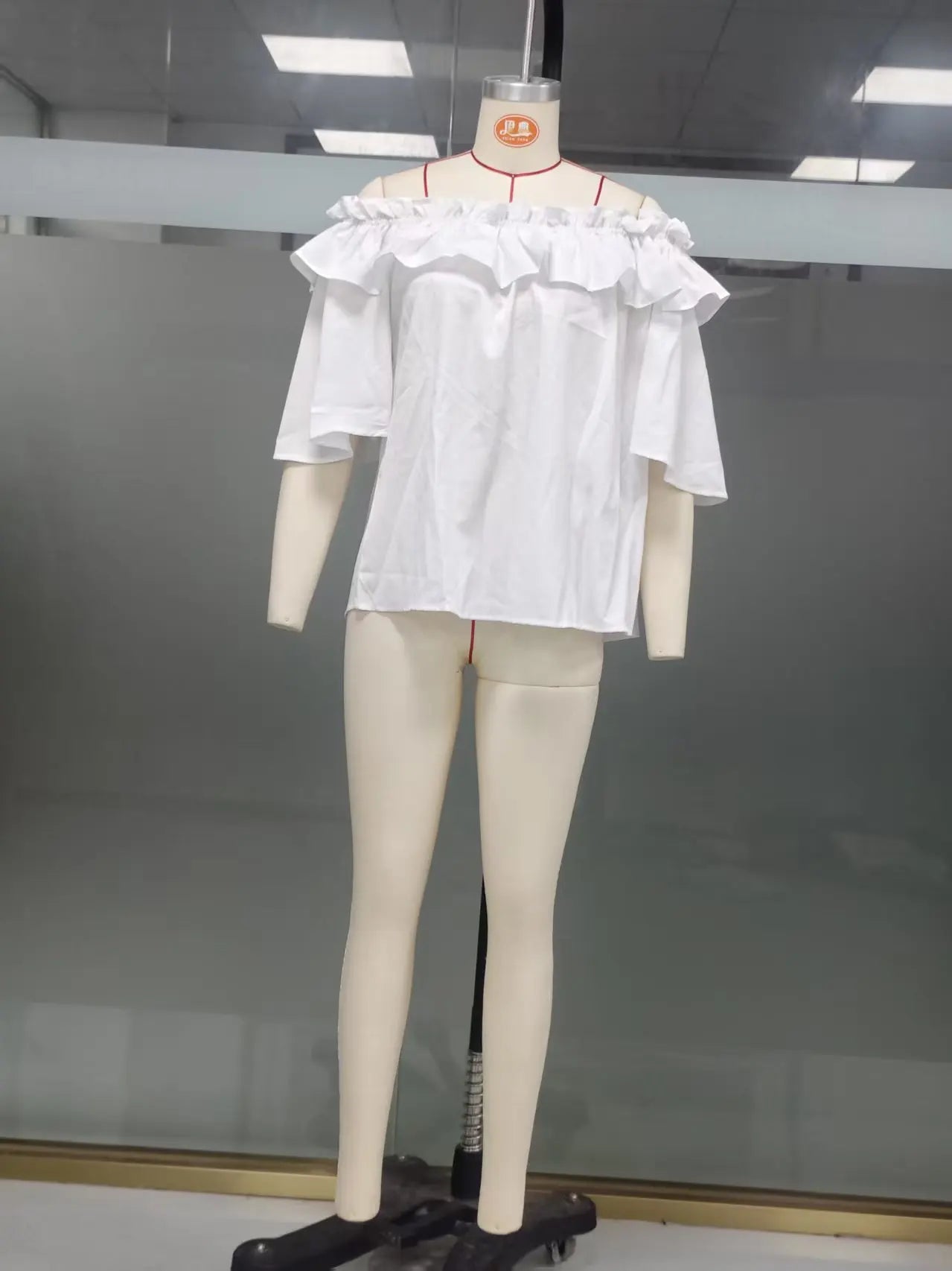 Fashion Ruffled Sexy One Shoulder Women's Short Sleeve Shirt Summer New Casual Loose Tops Female Elegant Versatile Office Shirt