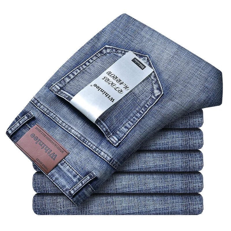 Wthinlee 8 Models Spring Autumn Business Jeans Men Casual Straight Stretch Fashion Classic Work Denim Trousers Brand Clothing