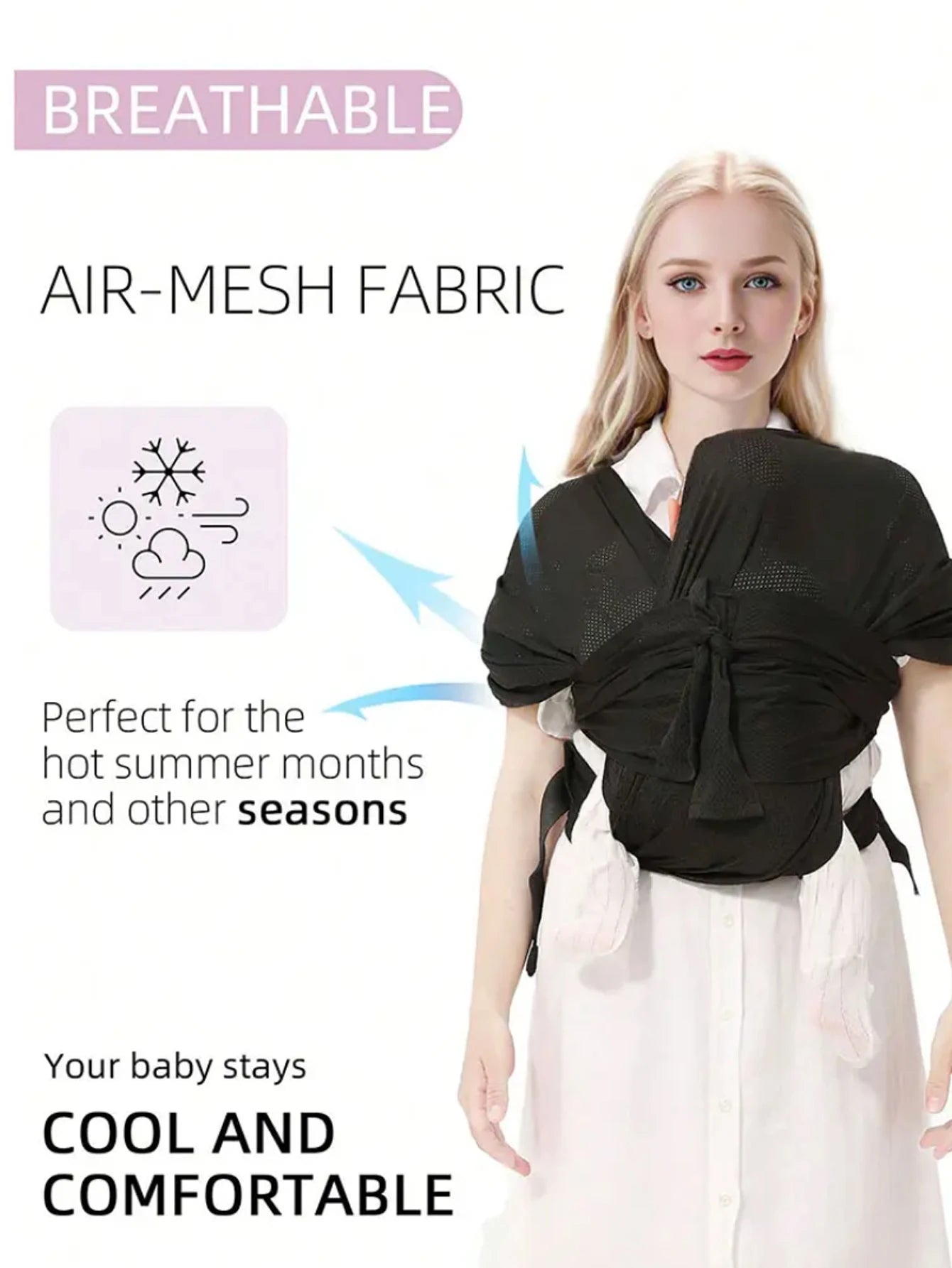 Adjustable Newborn Baby Sling Soft Breathable Air Mesh Carrier Infant Wrap Hipseat Gridding Cloth Wrap for Comfortable Wearing