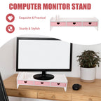 White Pink Computer Heightened Shelf Stand Lapdesk with Drawer Computer Desktop Organizer Office Riser Monitor Bracket Stand