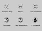 800W Electric Kettle Long Spout Coffee Kettle Tea Pot Hand Brewing Coffee Pot Tea Maker with Temperature Controller 1L