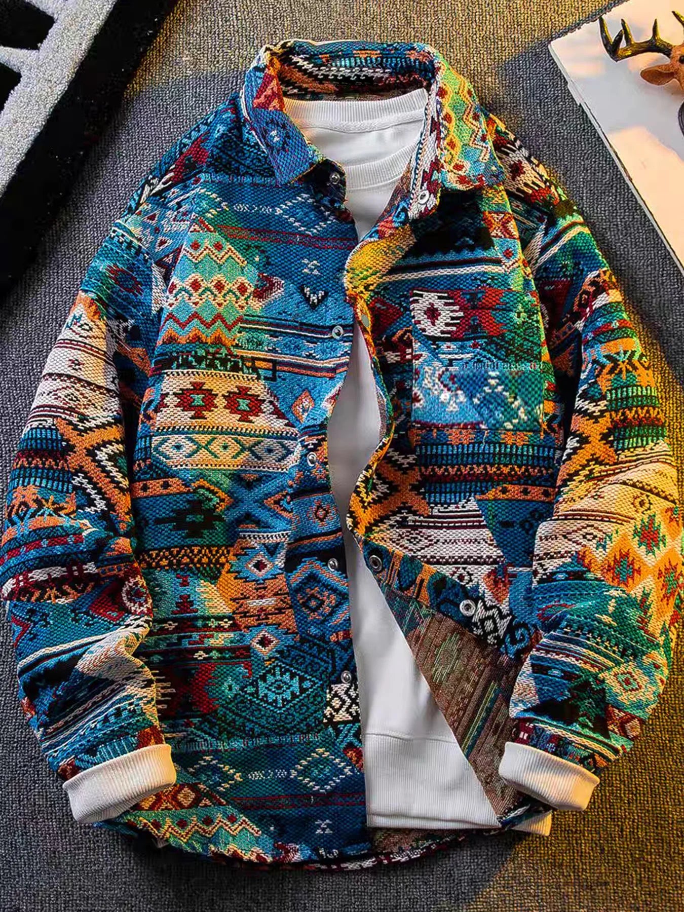 Spring and autumn new ethnic style printed long-sleeve jacket for men, high-end stylish trendy jacket Main image