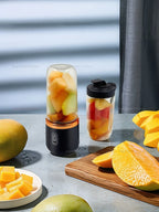 Mini Juice Extractor Portable Dual Cup Fruit Juicer Blender USB Rechargeable Wireless Compact Ice Blender for Travel and Home