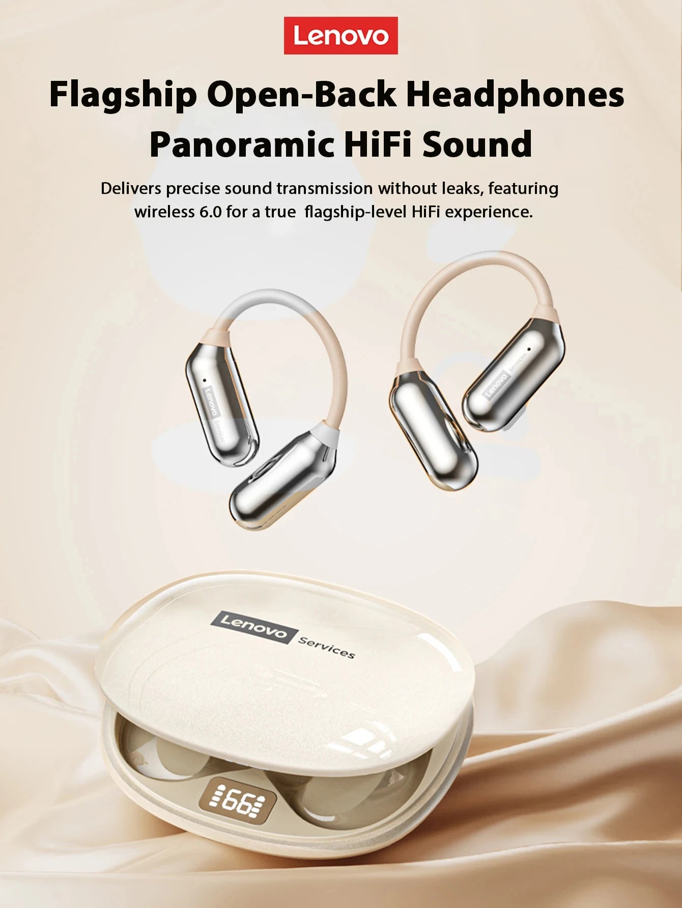 Lenovo LE503 OWS Wireless Earphones Bluetooth V6.0 Open-Ear Earphone ENC Noise Reduction Earbuds Waterproof Long Battery Life