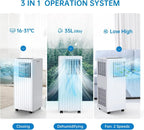 3-in-1 9000 BTU Portable Air Conditioner,Efficient Cooling,Dehumidifier 42L/day,Fan 2 Speed,Digital Display,Remote Control