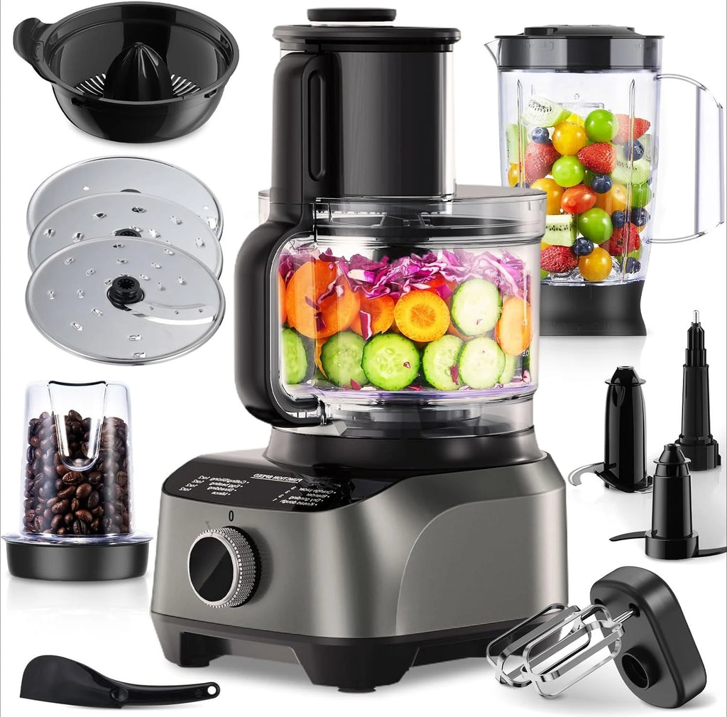 Food Processor, 11-in-1 Multifunctional Kitchen Machine with 2.5L Bowl & 1.5L Blender