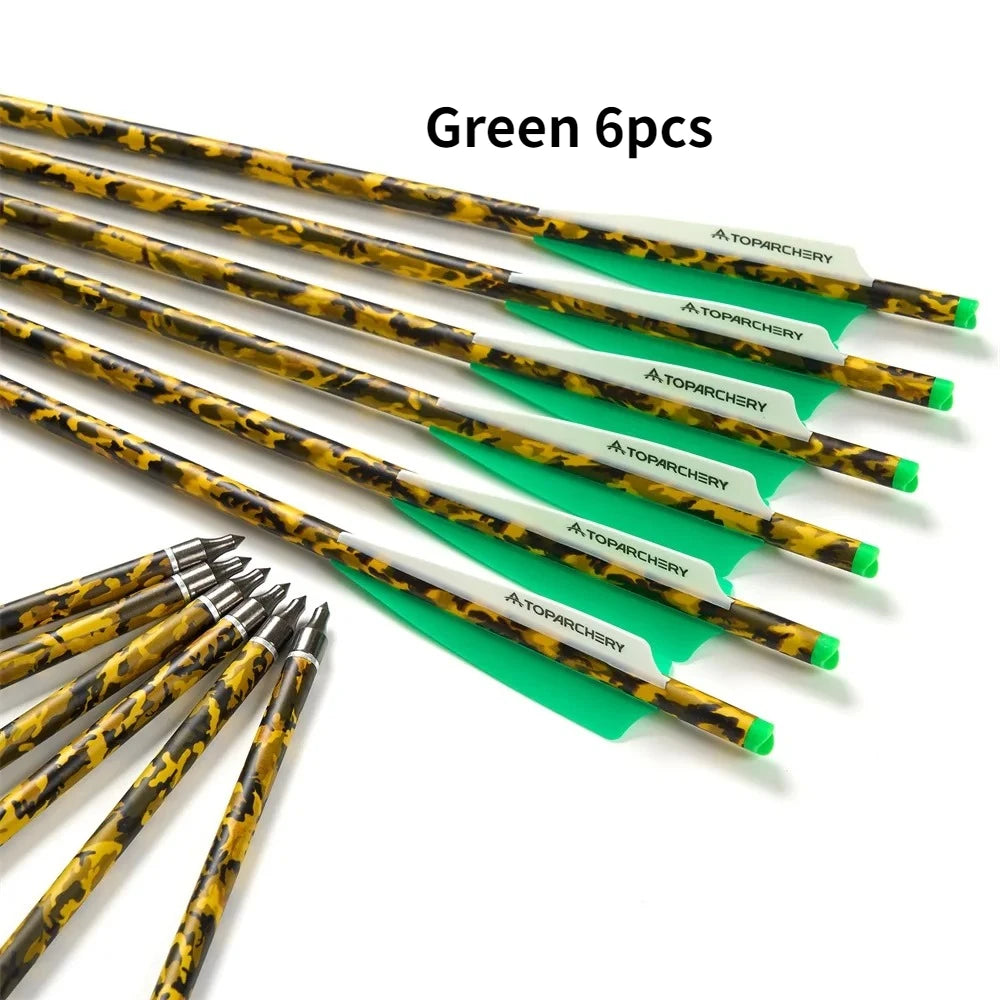 6/12/24pcs 20'' Archery Crossbow Bolt Carbon Arrow with 4-inch Feather ID7.6mm  Outdoor Hunting Sports Practice Crossbow Arrows