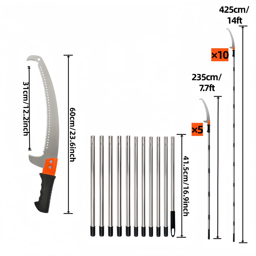 Extended double-hook aerial saw, multi-functional garden pruning saw, telescopic fruit tree pruning saw, garden pruning tool